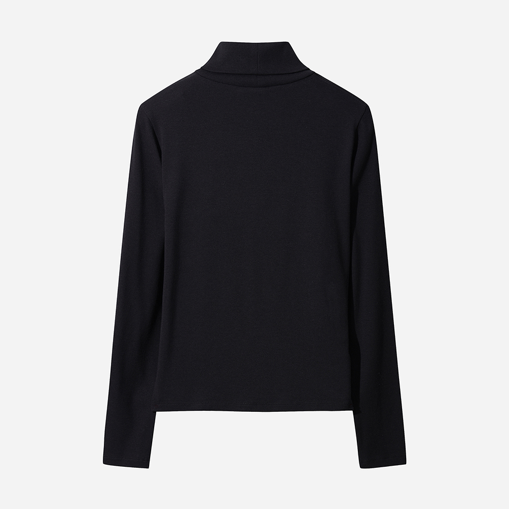 모크넥 골지 긴팔 티셔츠 여자(BLACK)