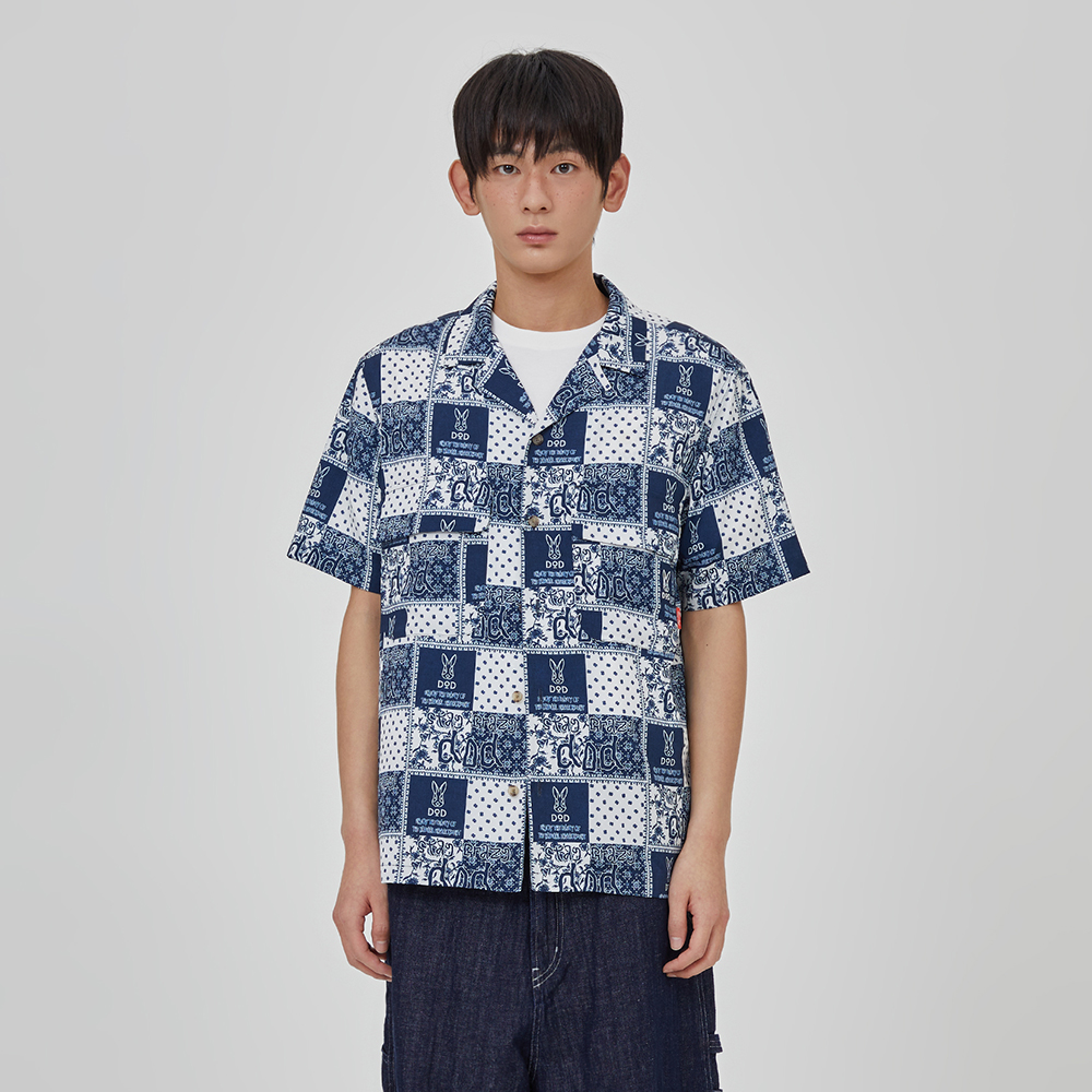 이지 알로하 스트링 숏 셔츠 남자(NAVY PATTERN)