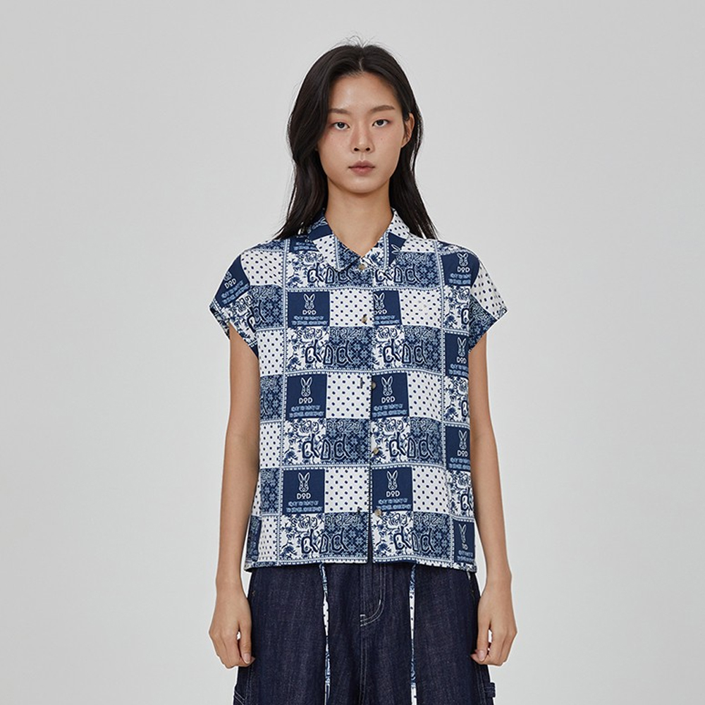 이지 알로하 셔링 숏 셔츠 여자(NAVY PATTERN)