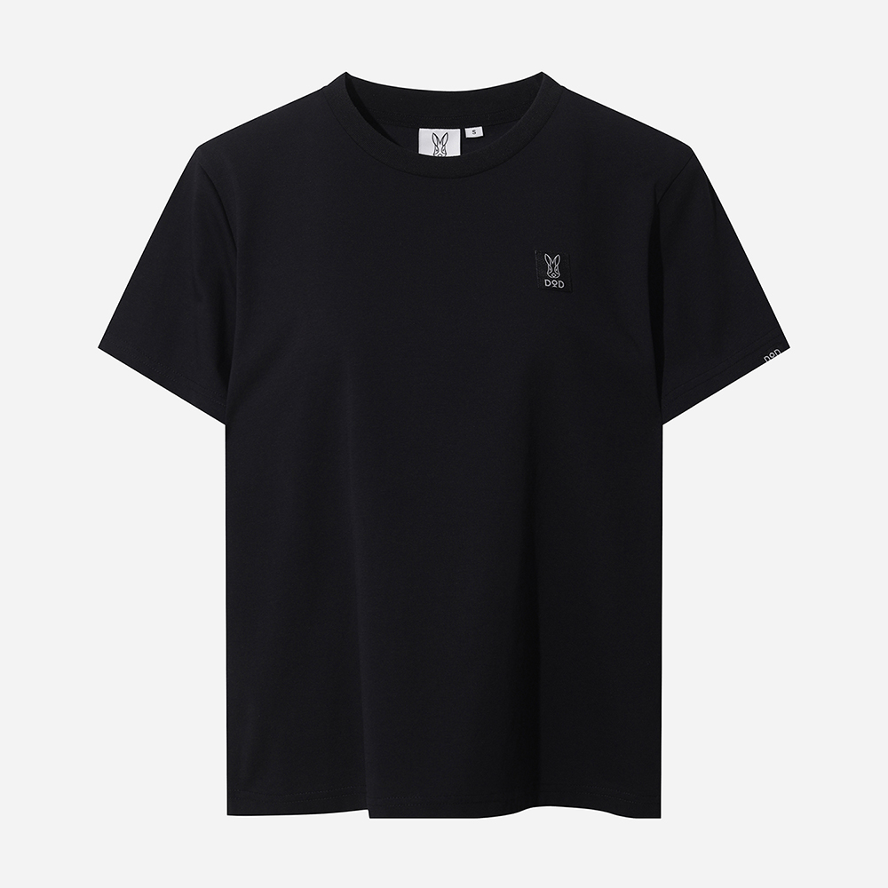 소로나 베이직 라운드 숏 티셔츠 여자(BLACK)